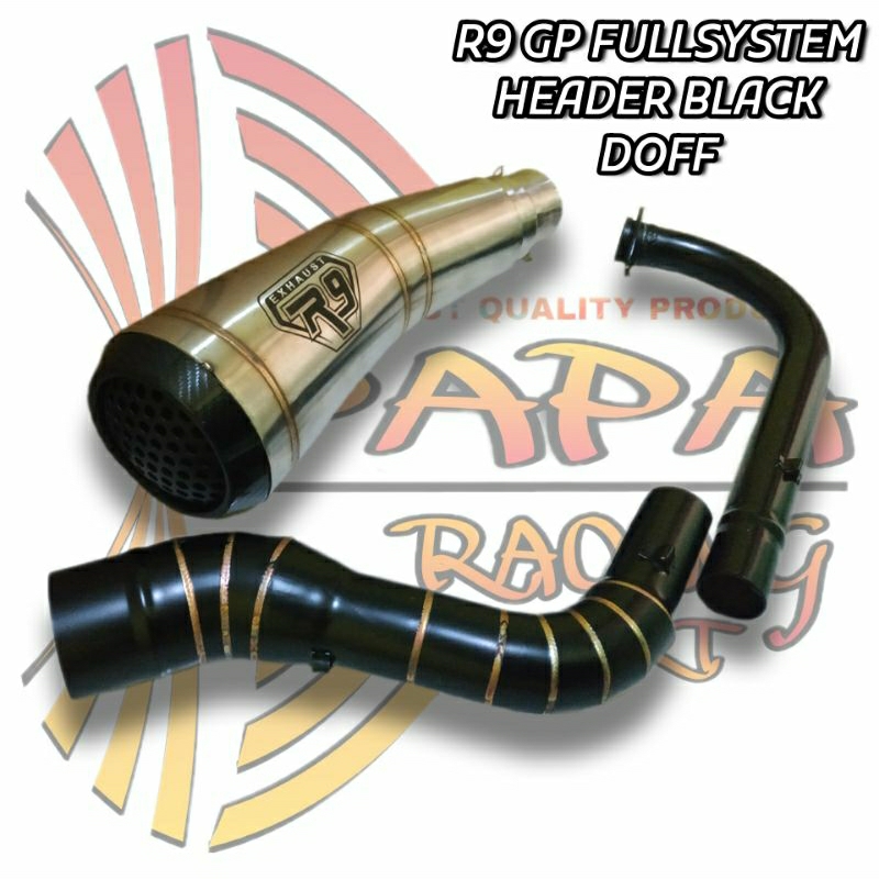 Knalpot R9 GP Leher Black Doff PNP AEROX NMAX VARIO PCX XMAX