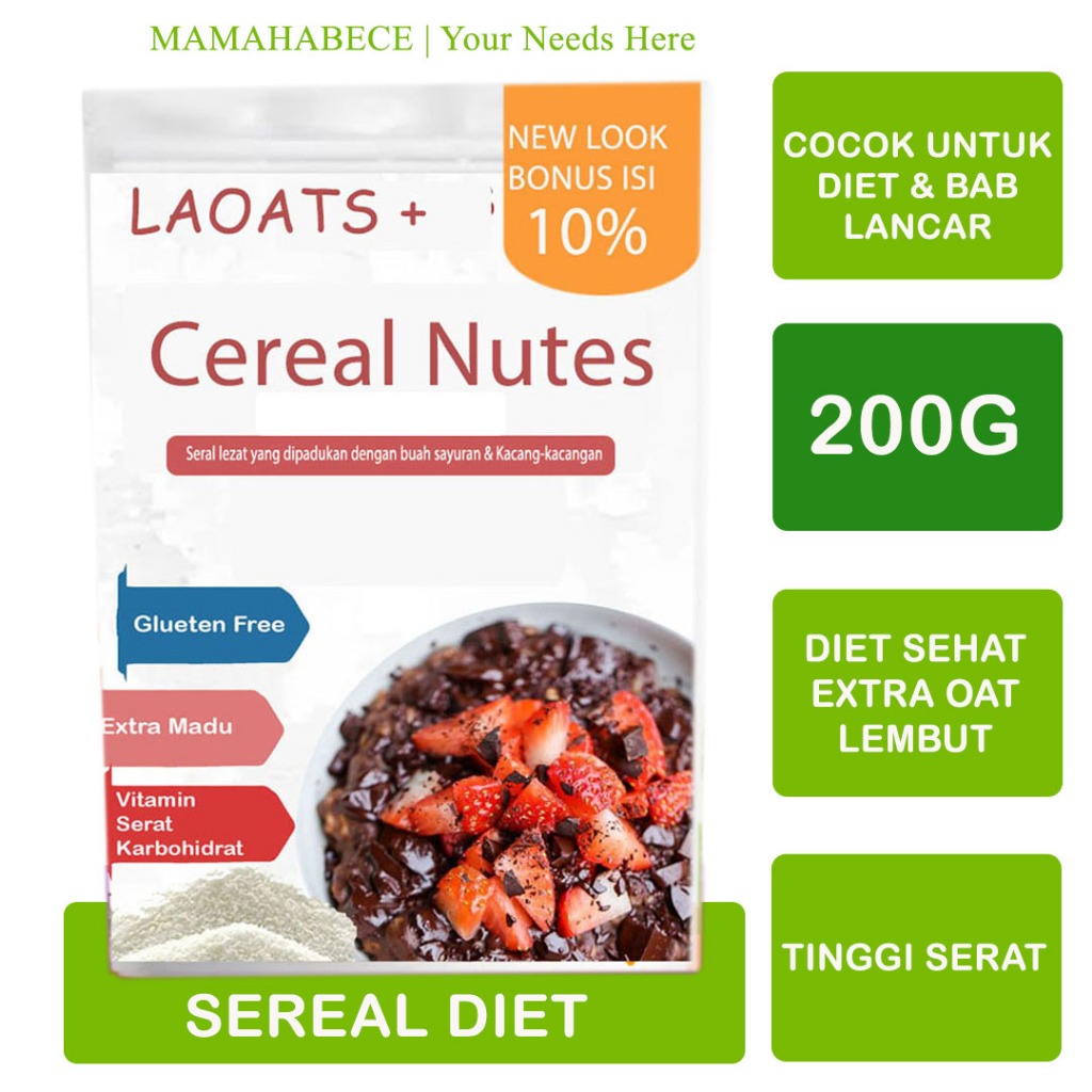 

Sereal Diet Pengganti Makan Makanan Diet Penurun Berat Badan Pelangsing Sereal Gandum Sarapan Sehat Laoats (200G)