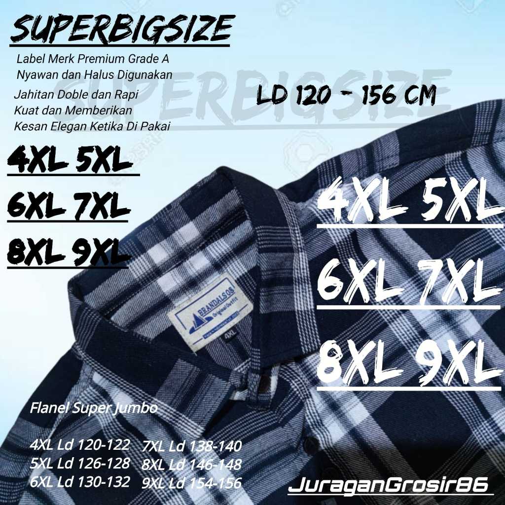 Kemeja Flanel Kotak Kotak Brandals Pria Wanita Jumbo Oversize Premium Lengan Panjang Extra Big size 