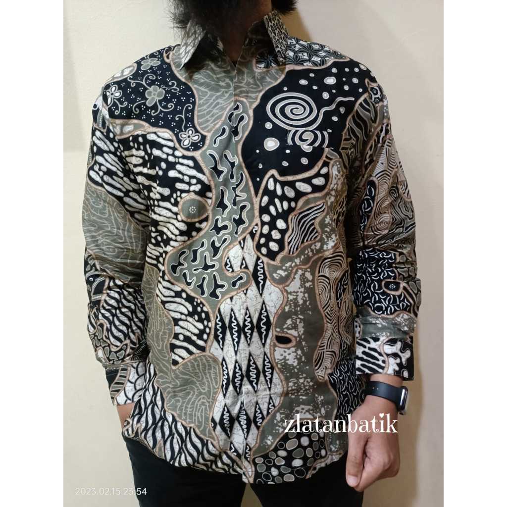 KEMEJA BATIK PRIA LENGAN PANJANG NEW LEOPARD SAGE