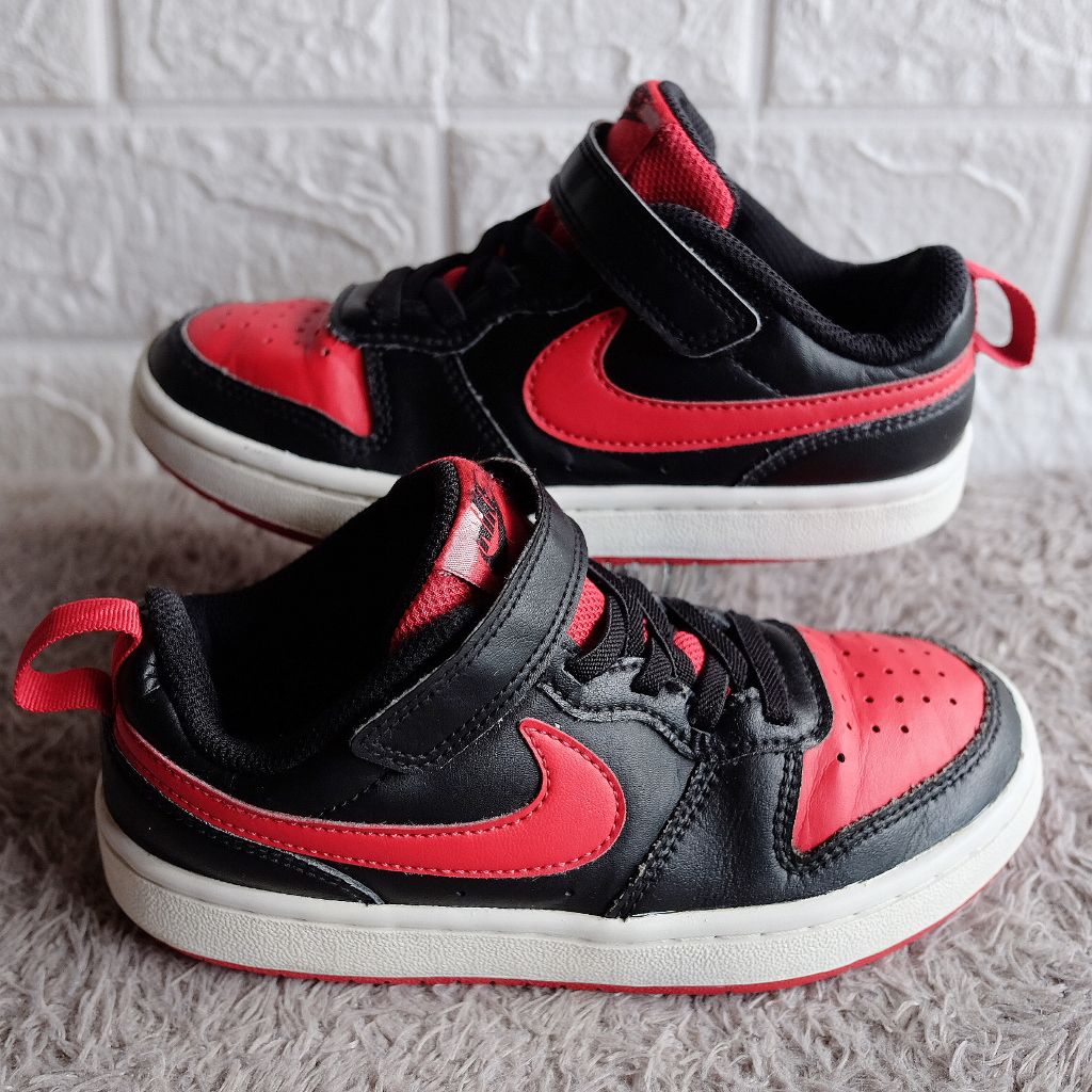 Sepatu Anak Nike Court Borough Low 2 PS Black Red University