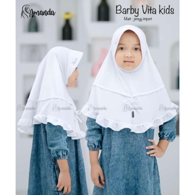 Jilbab putih sekolah anak TK SD amanda