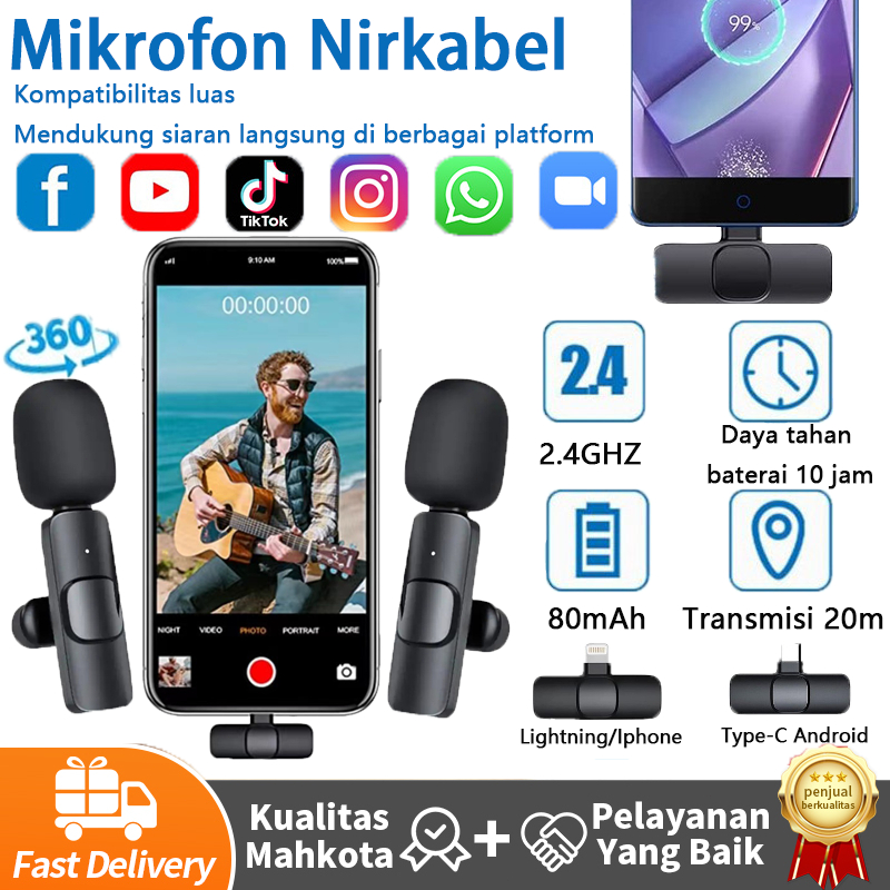 Wireless Lavalier Mic  Clip On Mic For YouTube Facebook Live Stream TikTok Video Recording Vlog Wire