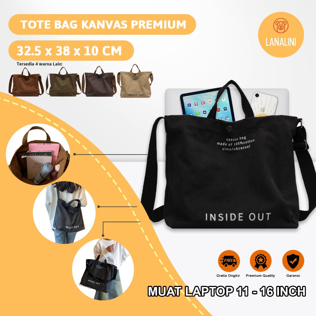 Tote Bag Shoulder bag Tas Bahu Jinjing Selempang Sling Bag Kanvas Canvas Premium Size Besar Wanita P