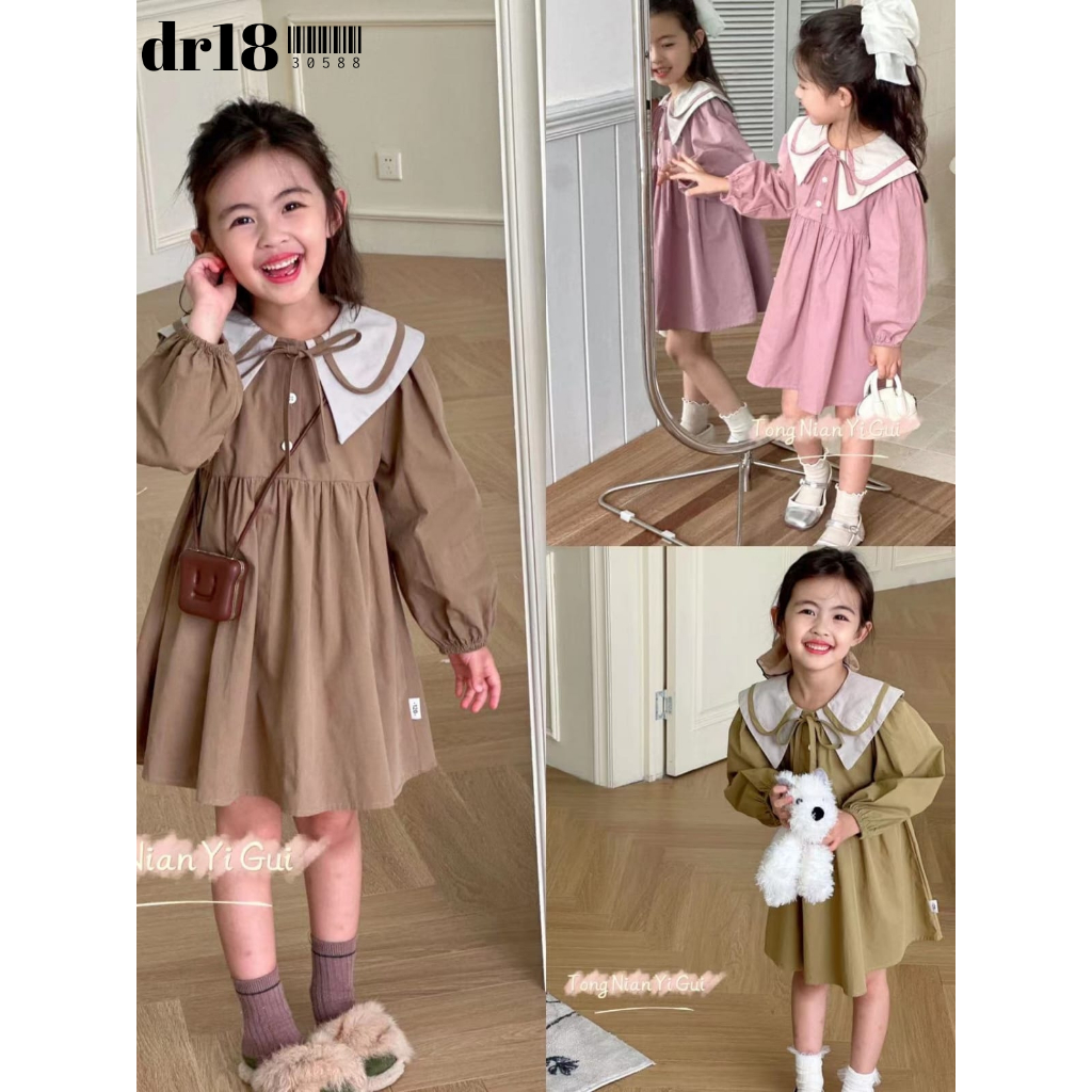 KINDERZONEEE / Jia Dress / Dress Anak / Terusan Anak Cewek / Dress Anak Perempuan / Dress Import / D