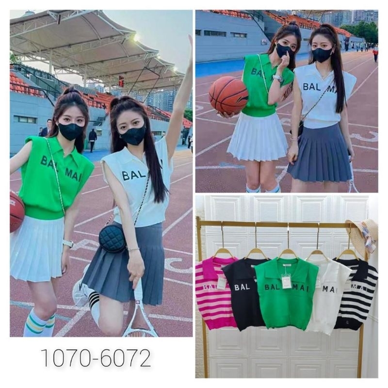 kaos rajut import kerah pendek