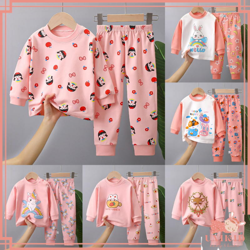 UNIKID SETELAN PIYAMA BAYI 0-6 TAHUN BAJU ANAK KATUN IMPORT / BAJU TIDUR ANAK BAYI MURAH