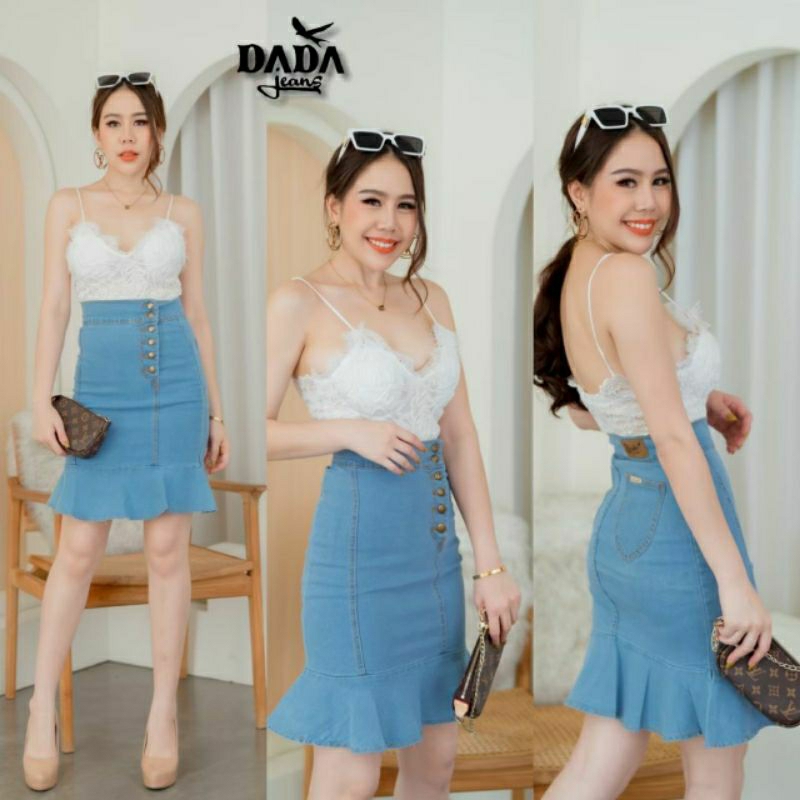 ROK DADA JEANS KANCING SAMPING