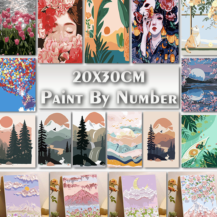 

Laris Paint By Number 20x30cm DIY Paint Kit with Frame Digital Painting Landscape Cartoon Anime Series Best Seller