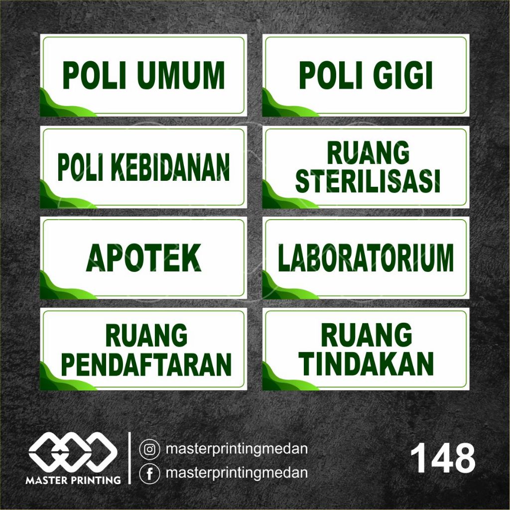

148 - Stiker Nama Ruangan di Poli Klinik dan Rumah Sakit, Sticker Vinyl, Tahan Air, dan Bisa Custom