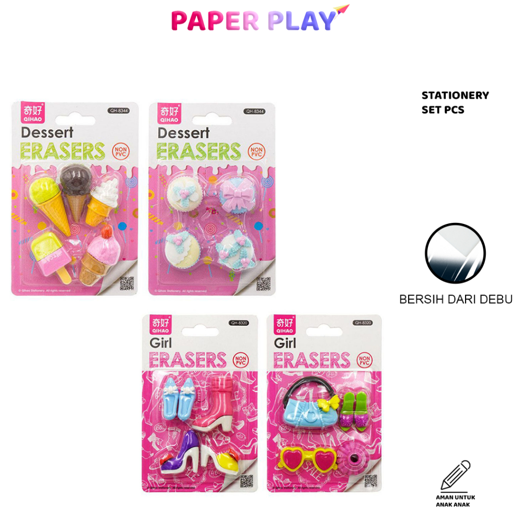 

PAPERPLAY Penghapus Karakter Set / Eraser Pensil Karakter 1 Set Motif 3D Lucu Keren STY33