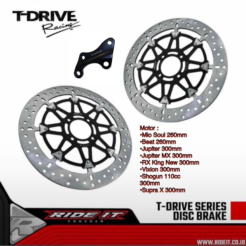 PIRINGAN CAKRAM DEPAN DISC DEPAN RIDE IT T-DRIVE SUPRA X 125 KHARISMA 300MM GOLD BLACK