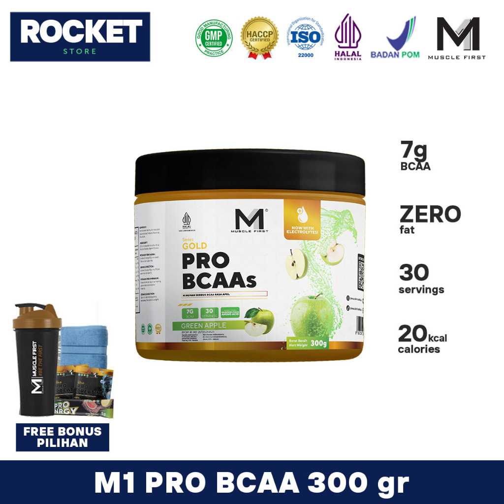 M1 Muscle First PRO BCAA with Electrolytes 300 gram / 30 serving - BCAAs Suplemen Asam Amino MuscleF
