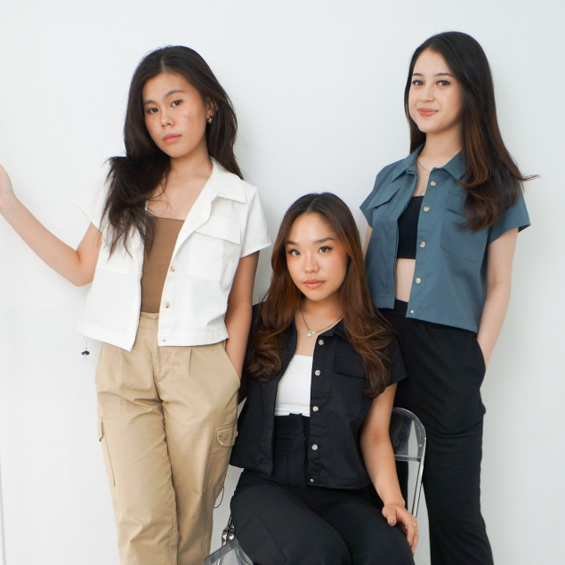 DAWN - ELLE Shirt Top - Atasan Kemeja Kancing Bisa di Serut