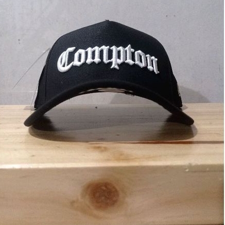Comton putih/ bahan hitam/ topi premium/ topi baseball/topi MLB/