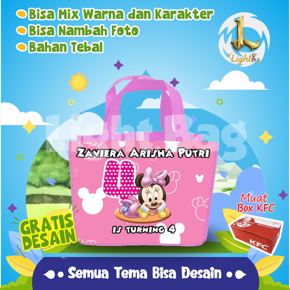 

TAS SOUVENIR ULTAH MINNIE PINK CUSTOM / TAS SOUVENIR PREMIUM / GRATIS DESAIN / BONUS FOTO ANAK / GOODIE BAG CUTE MINNIE PINK / TAS ULANG TAHUN MINNIE PINK / TAS ULTAH CUSTOM / TAS SOUVENIR 2 HARI JADI / TAS ULTAH / TAS ULANG TAHUN / BISA TAMBAH FOTO ANAK