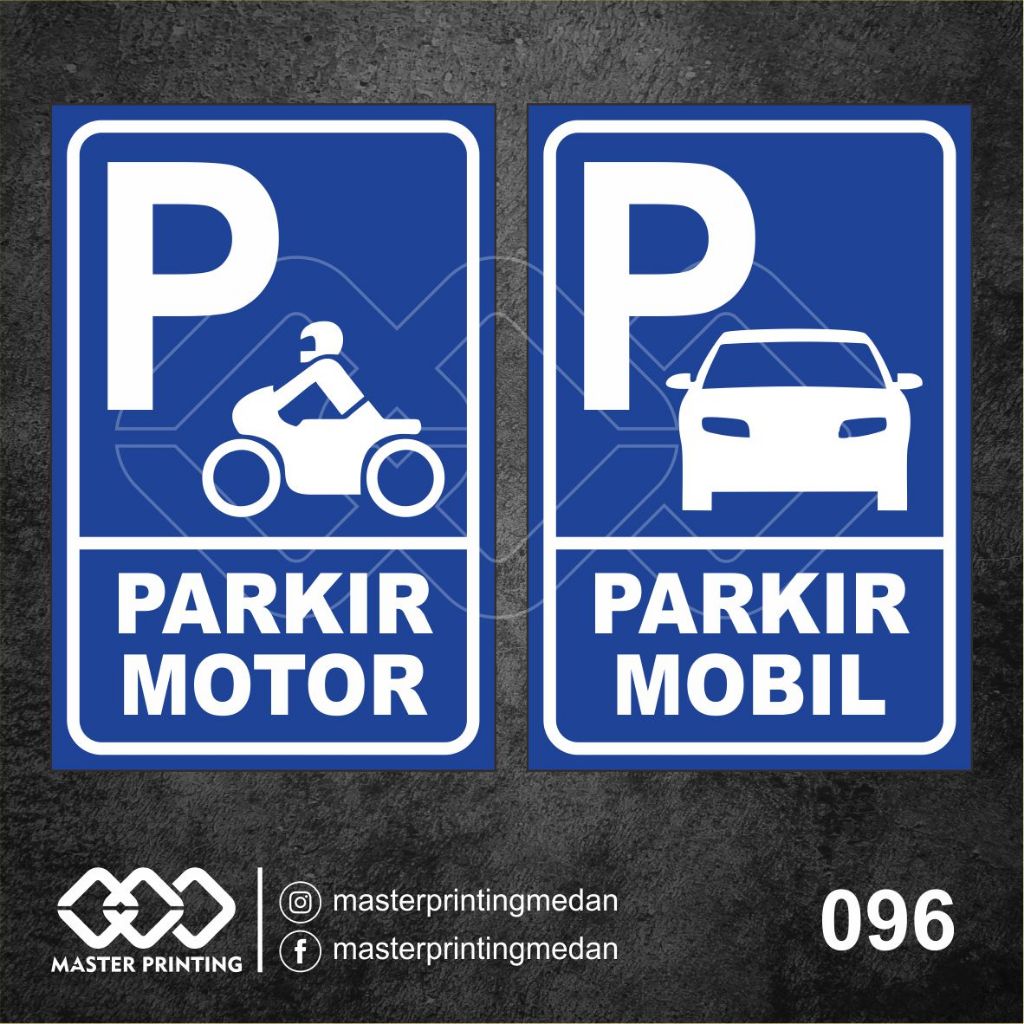 

096 - Stiker Parkir Motor dan Parkir Mobil, Sticker Vinyl, Tahan Air, Termurah, dan Bisa Custom