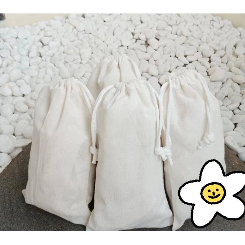 DRAWSTRING POUCH TAS SERUT AMPOP ANGPAU  BLACU KANVAS POLOS PUTIH  ECOPRINT TIEDIYE PRINT LUKIS SULA
