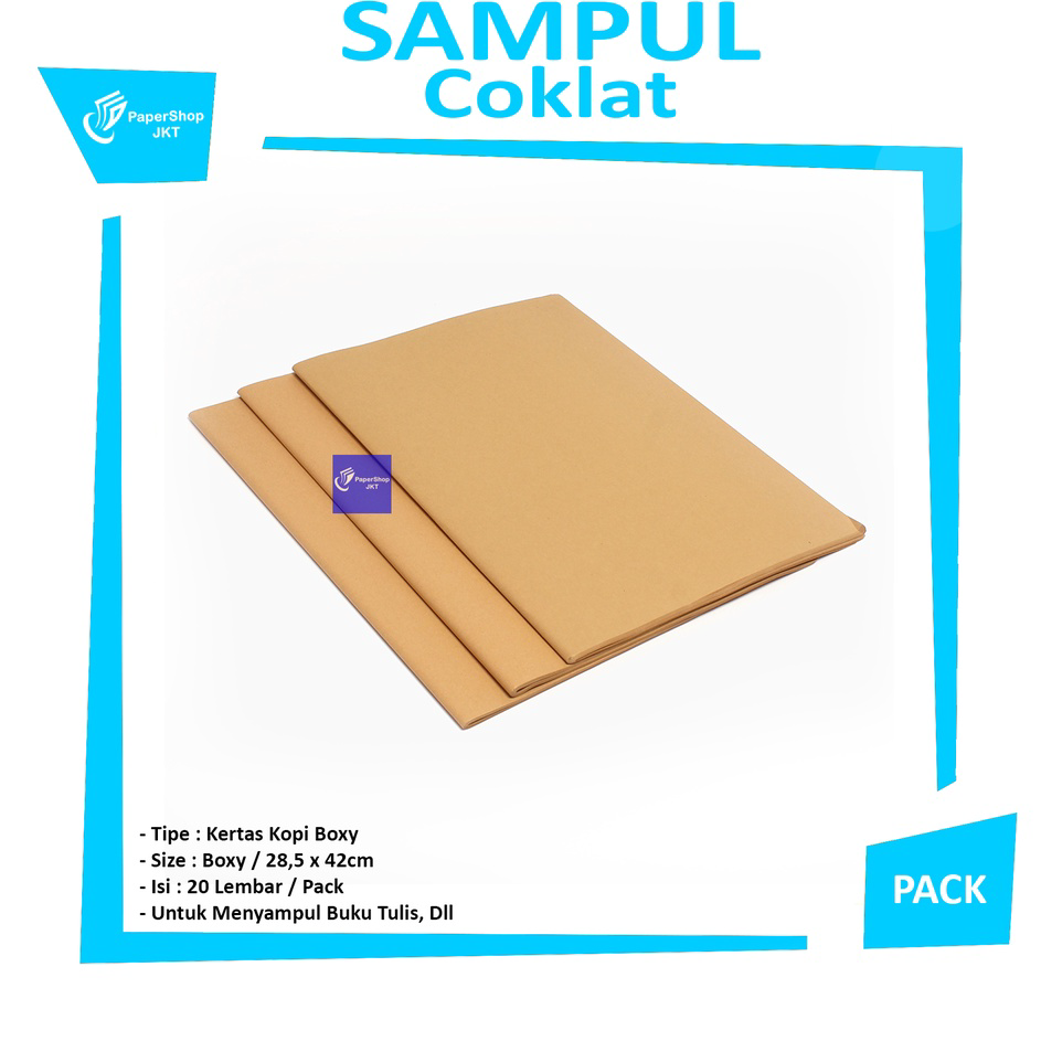 

➠☇☆✶ Sampul Buku Coklat Polos Ukuran Boxy - 20Lembar - Pack