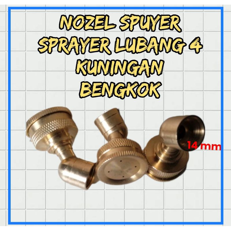 NOZEL SPRAYER KUNINGAN LUBANG 4 BENGKOK