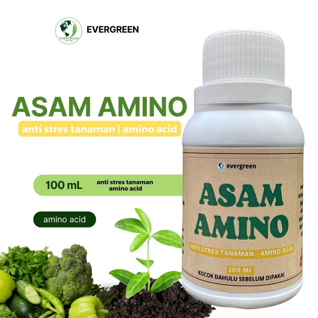 pupuk cair Asam Amino 100 ml Anti Stres Tanaman | amino acid pupuk nutrisi asam amino evergreen
