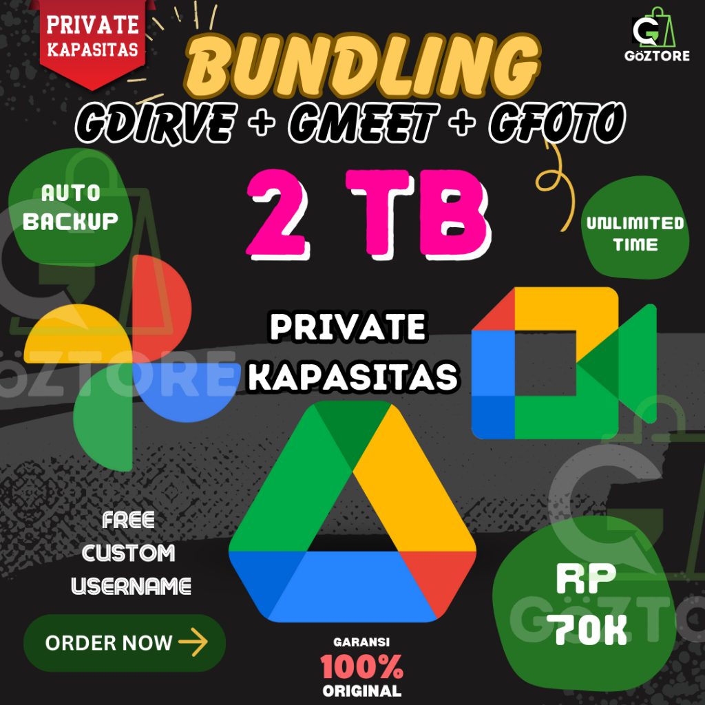 Google Drive Gdrive Unlimited Max 2TB PRIVATE Bonus Google Photos + Google Meet Unlimited Lifetime B