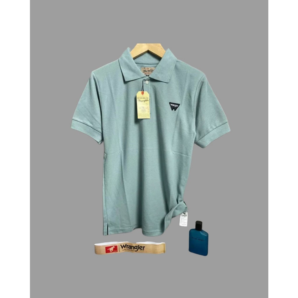 Polo Shirt Wrangler Premium Original Baju Kaos Krah Pria Polos Casual Lengan Pendek Matt Katun Pique