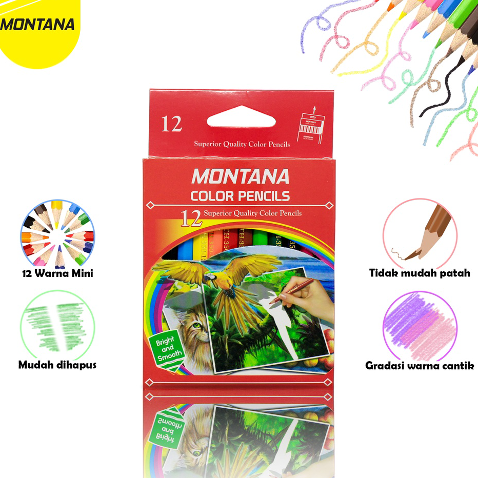 

Kirim Langsung MONTANA Color Pencil / Pensil Warna Montana TH-350 / 12 Warna