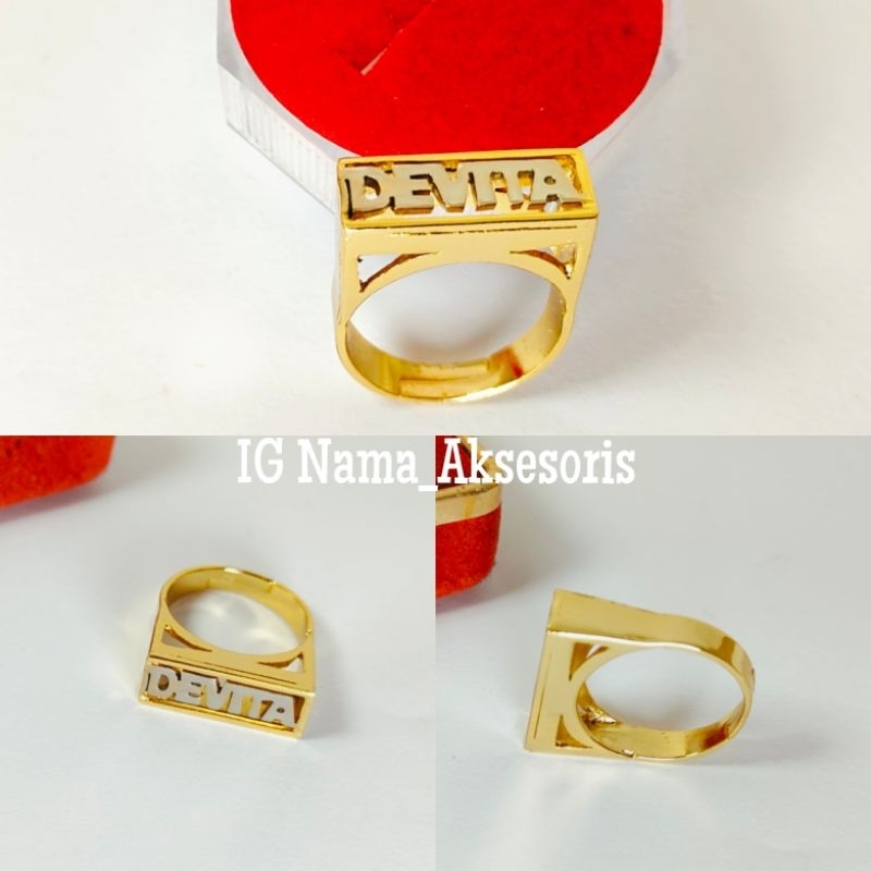 cincin nama model Eropa custom nama sendiri lapis emas