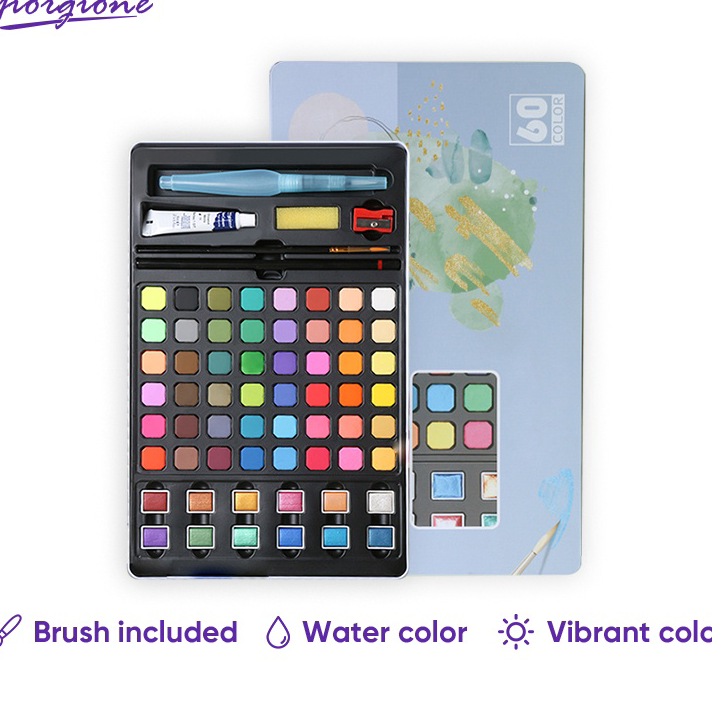 

Bayar Di Tempat Giorgione Cat Air Solid Watercolor Paint Set Pearlescent Pigment 60 Warna Alat Cat Air Lukis Anak ZG-60 Stock Banyak