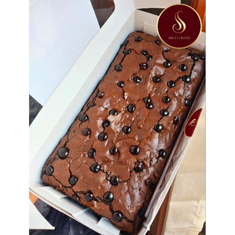 

(READY) Fudgy Brownies 20x10 Bronis Panggang Dark Chocolate Chocochip | kue ulang tahun coklat