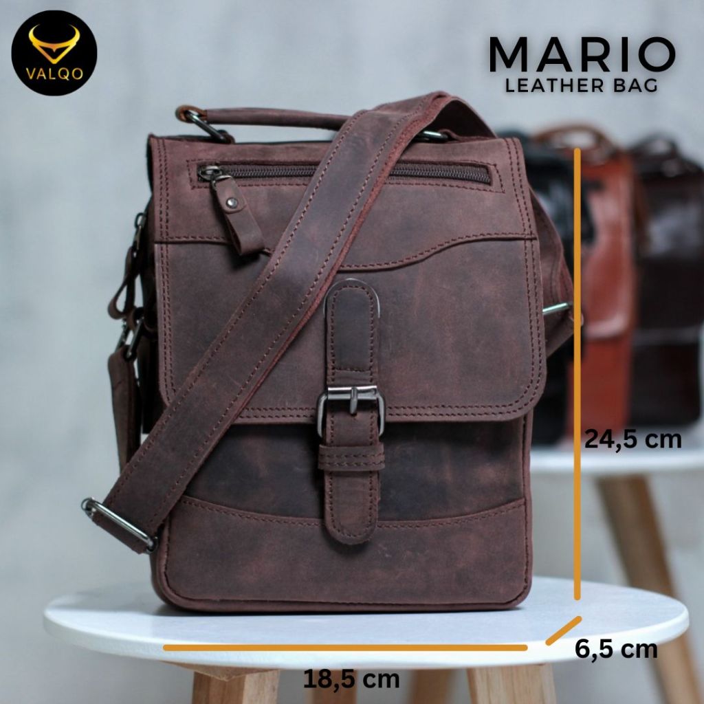 [VALQO] MARIO Tas Kulit Tas Pria Tas Selempang Kulit Sapi Slingbag Kulit Laki Cowok