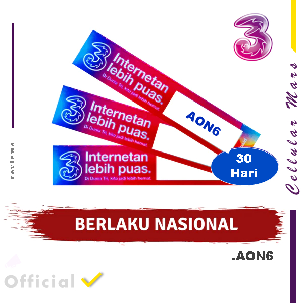 Voucher Tri Aon6 Nasional, voucher kuota Tri AON 6 kuota Three Happy