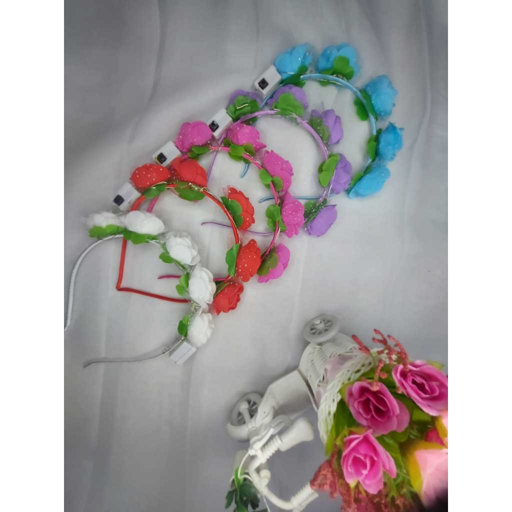 Mahkota hijab /Bando hijab anak LED/Bando lima bunga