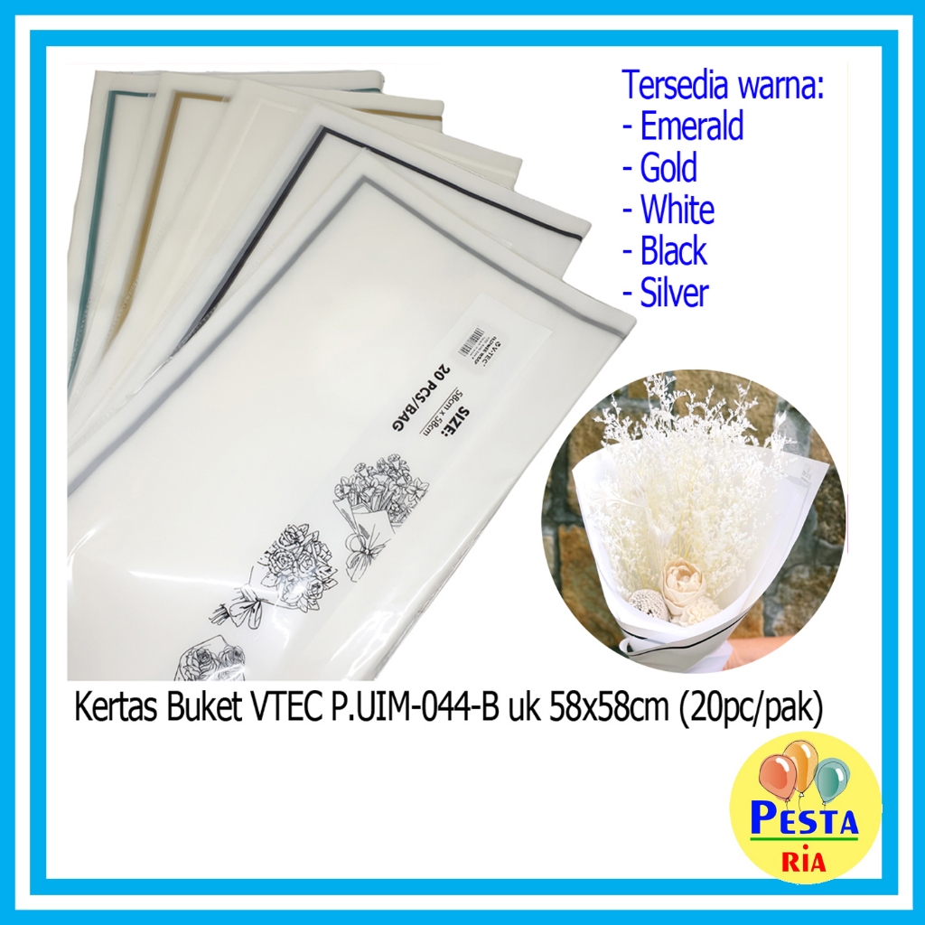 

Murah!! (5 Lembar) Kertas Buket Putih List Warna, Cellophane Flower Wrapping Paper, kertas buket bunga, cellophane frame
