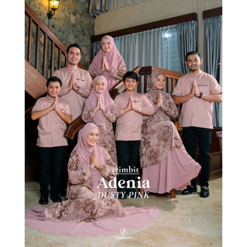 SARIMBIT ADENIA DUSTY PINK DRESS IBU ANAK KOKO AYAH KIDS SERAGAM LEBARAN 2024 GREENISM
