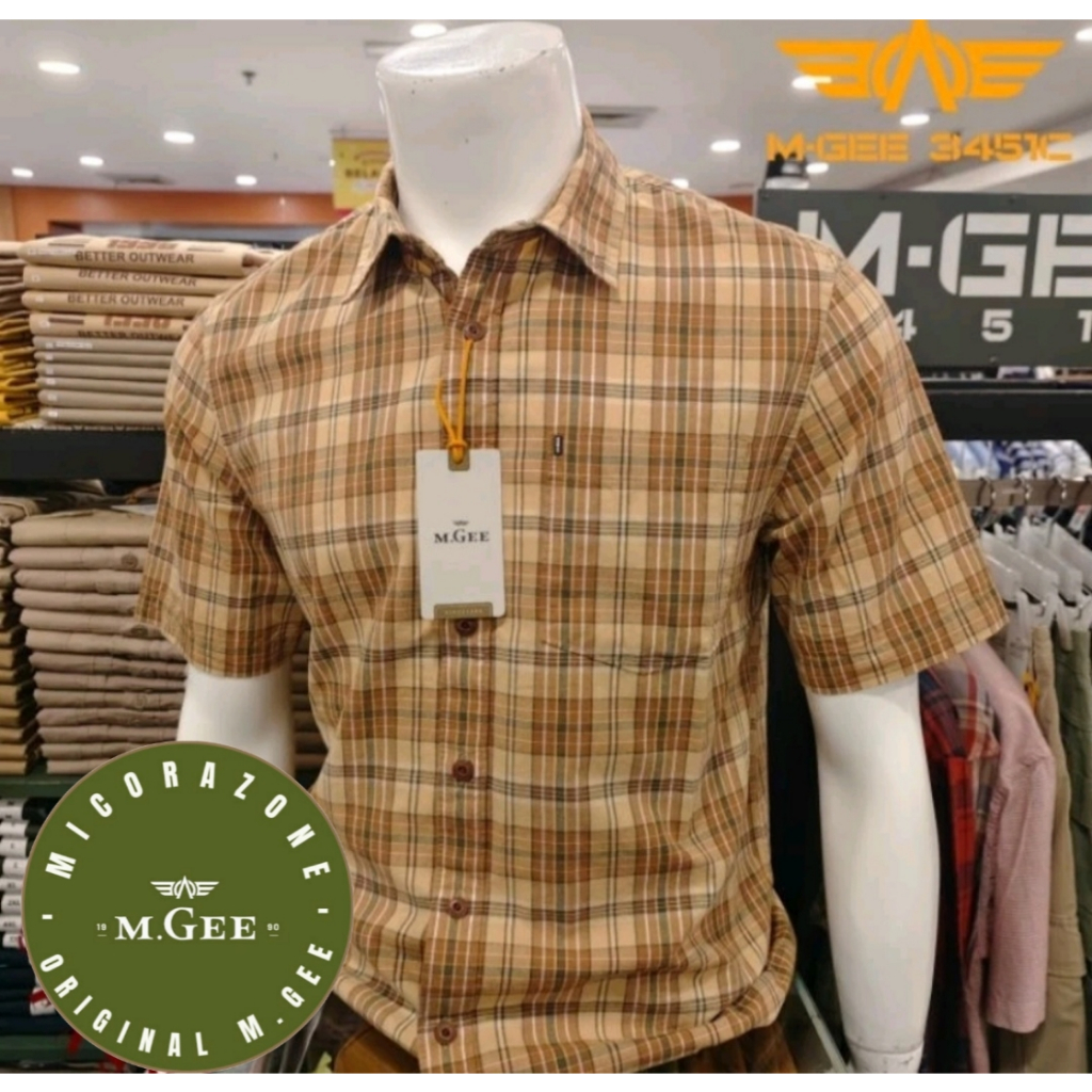 Kemeja Original MGEE - Kemeja Kerja Kasual Lengan Pendek Original MGEE Brown Alto C123