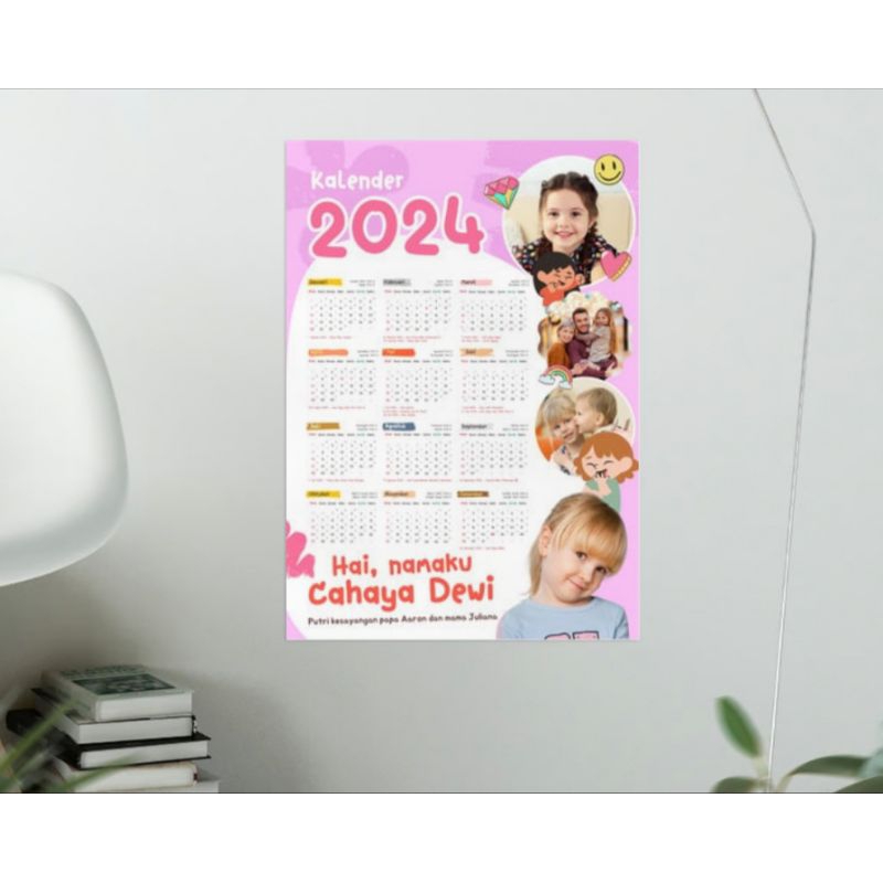 

Kalender 2024 Stiker foto uk 20x30cm bahan stiker glosy