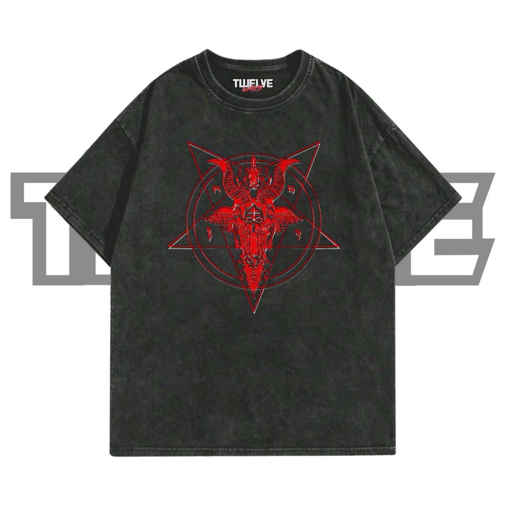 PENTAGRAM Oversize T-Shirt | Wash Hitam | Kaos Aesthetic | Atasan Pria Wanita | Baju Cowo Cewe | Uni