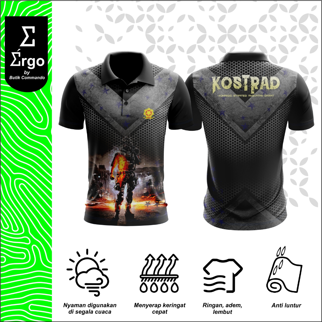 Kaos Jersey Olahraga Pria Berkerah Pakaian Olahraga Aktivitas Outdoor Bahan Dryfit Premium Model "KO