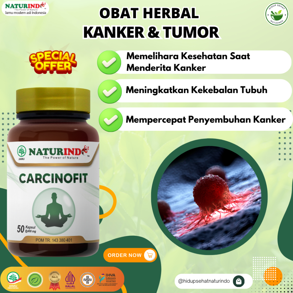 Carcinofit Naturindo Obat Kanker Benjolan Payudara Tumor Jinak Ganas Benjolan Tubuh Servik  Usus Pro