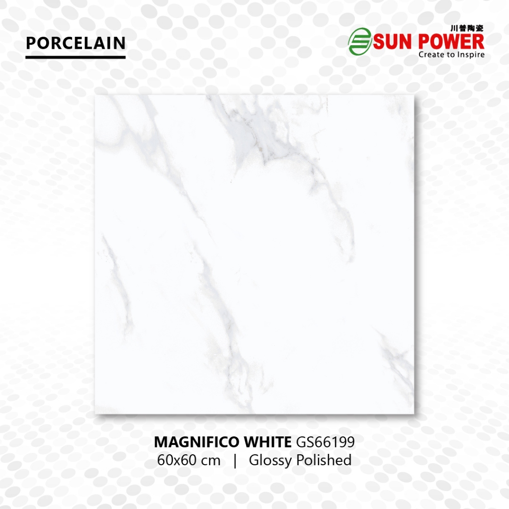 Granit Lantai & Dinding Glossy Polished - Magnifico White | Sun Power