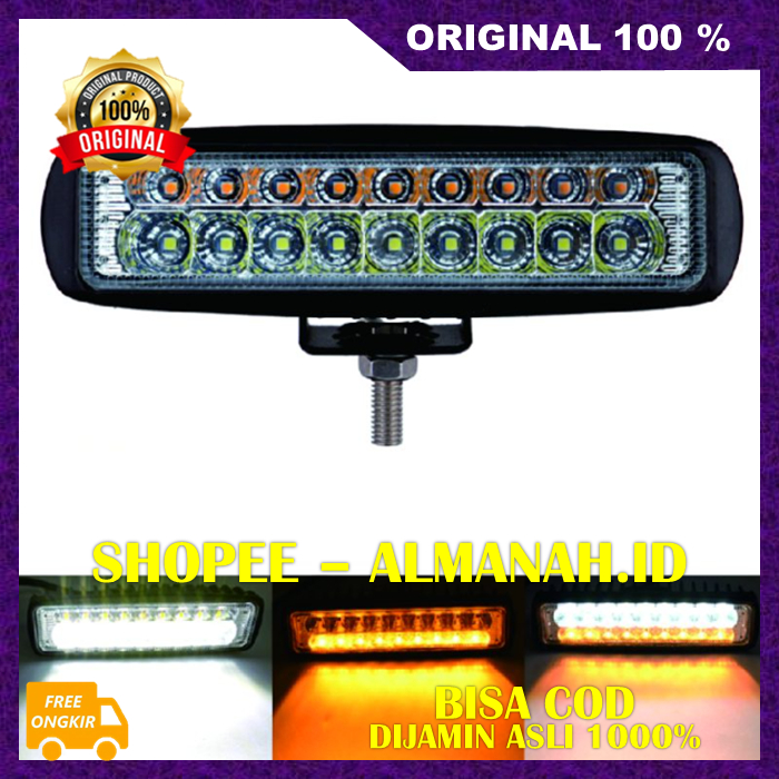 [BISA COD] Spotlight 18 Mata LED 3 Warna Universal Lampu Tembak Motor Mobil Universal ASLI