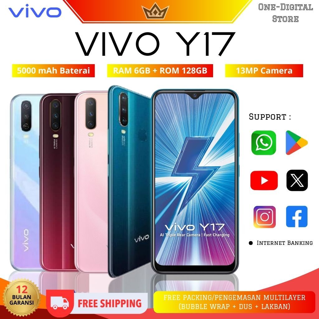 【HP BARU】【BISA COD】New VIVO Y17 6/128 Original HP smartphone VIVO 13MP Batt 5000mAh