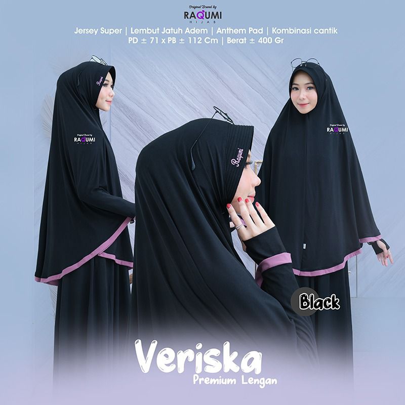 VERISKA ORIGINAL RAQUMI HIJAB | Jilbab Jumbo Raqumi | Jilbab Jersey Raqumi | Jilbab Ungu Salem Jumbo