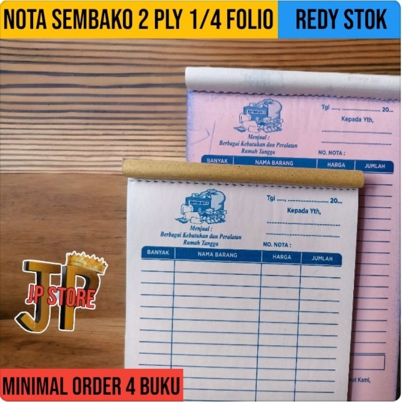 

NOTA TOKO SEMBAKO, KELONTONG 2 PLY 1/4 FOLIO
