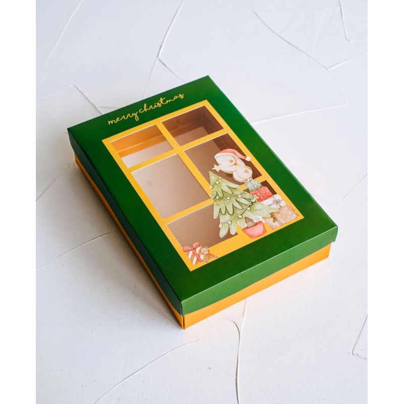 

Box Hampers Natal Gift Box Sekat / Kotak Hamper Christmas Pudding Pie Eggtart Cookie