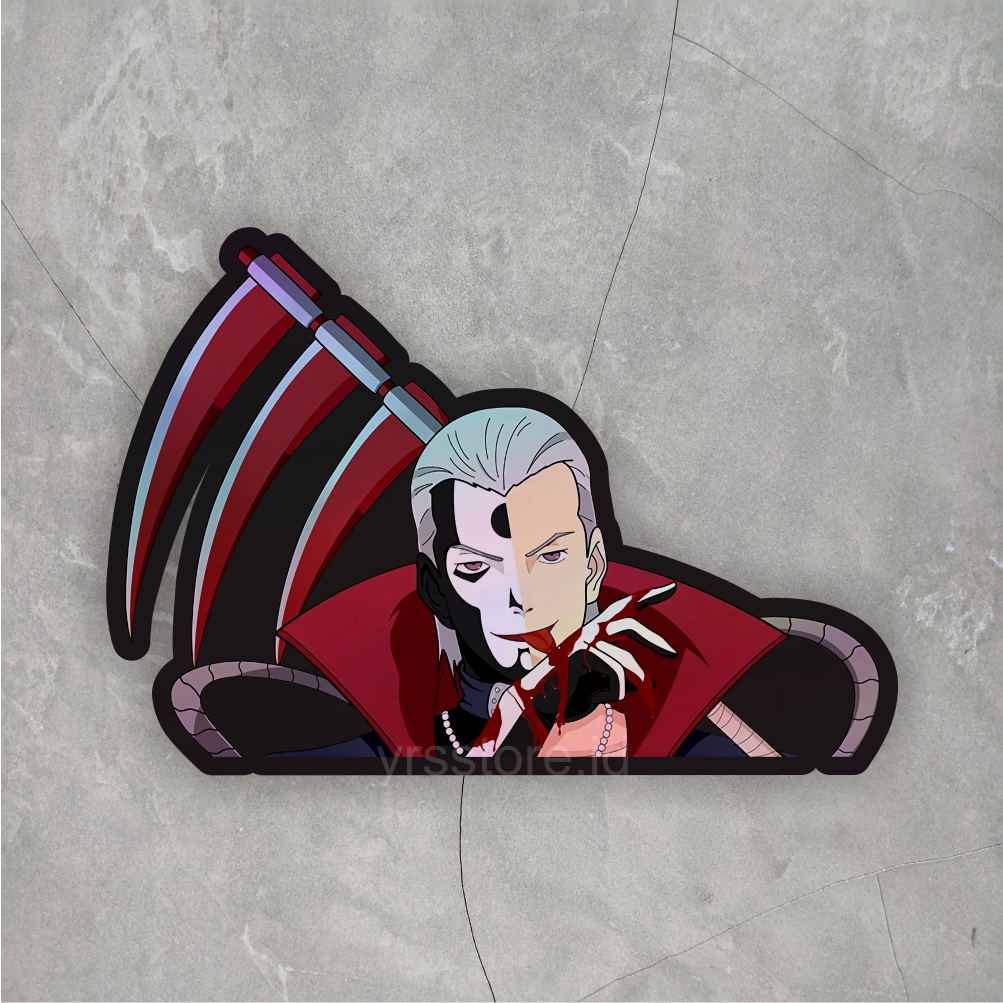 

Sticker Stiker Anime Hologram Hidan Akatsuki ukuran +- 8 cm sticker laptop dll