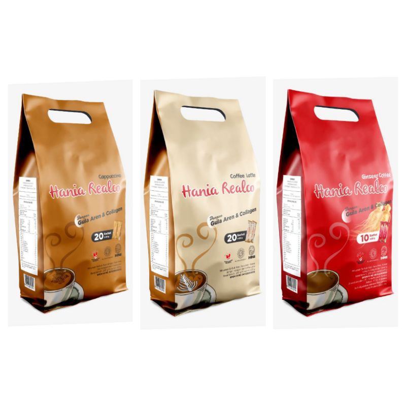 

Hania Realco Cappucino | Hania Realco Latte | Hania Realco Ginseng coffee| Kopi Rasa Cappucino Latte dan Ginseng