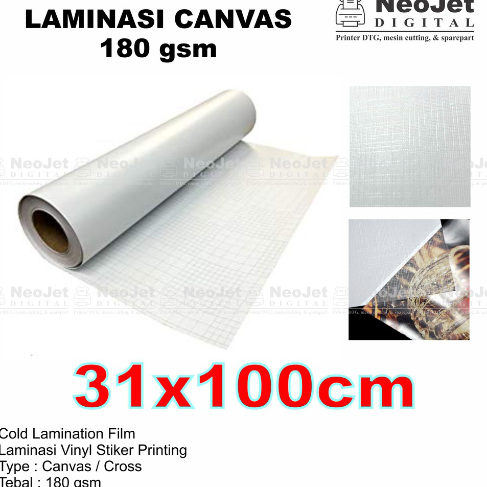 

Promo Bahan Laminasi Dingin Canvas lebar A3+ A3 31 cm panjang 1meter/ 100 cm Cross Kanfas Kanvas